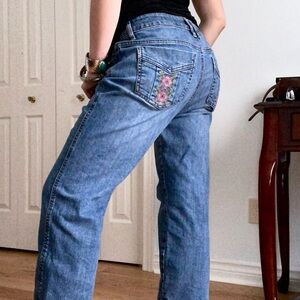 Vintage DKNY Floral Cross-stitch Jeans